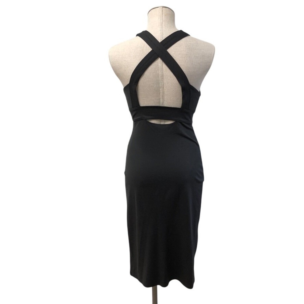 Athleta Santorini Midi‎ Dress Womens XS Black Criss Cross Back Cutout 777122